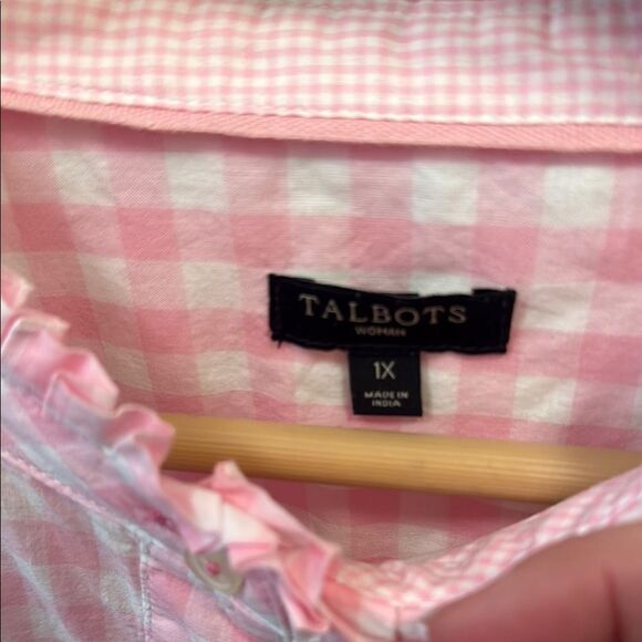 Talbots Pink and White Gingham Blouse - Picture 2 of 3